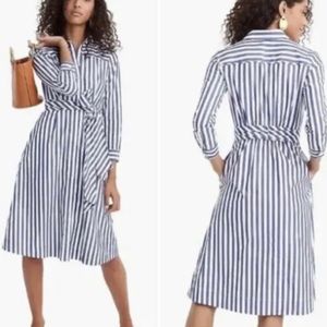 J. Crew Blue and White Striped Midi Dress